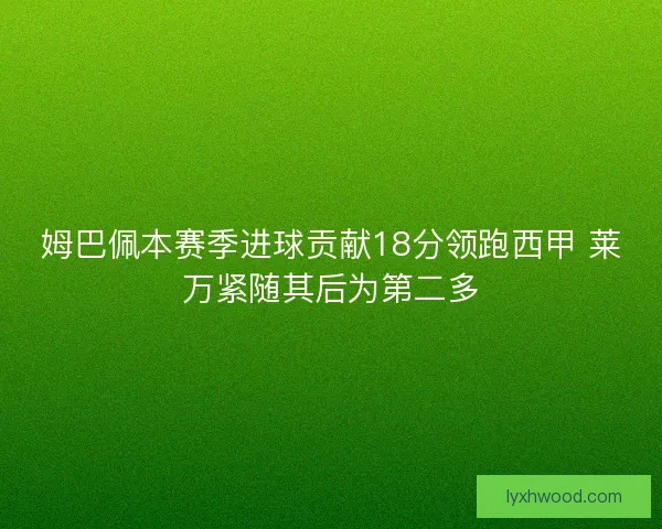 姆巴佩本赛季进球贡献18分领跑西甲 莱万紧随其后为第二多